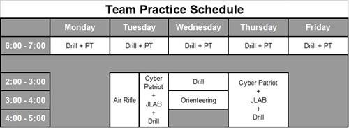 Team Practice Schedule 